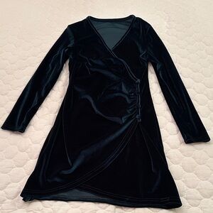 SHEIN Evergreen Velvet Long Sleeve Dress